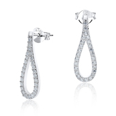 Water Drop Shaped With CZ Stud Earring STS-3379